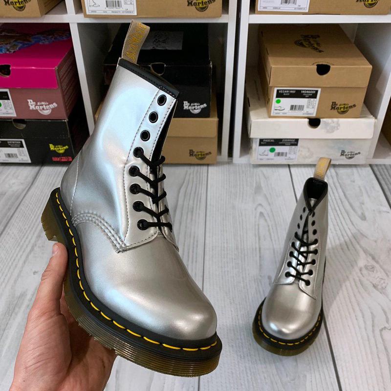dr martens vegan silver