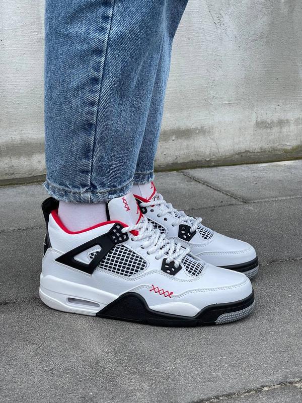 nike air jordan 4 chunky lace white black 3045 117975242
