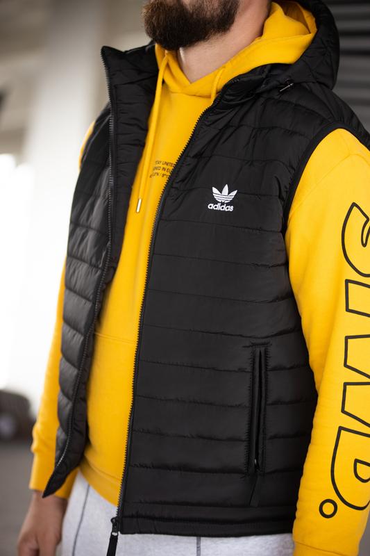 Мужской жилет с капюшоном adidas черный / мужская жилетка адидас ...