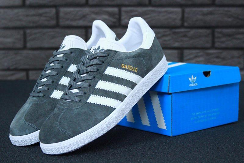 Чоловічі кросівки adidas gazelle og grey сірі (адідас газелі) замша ...