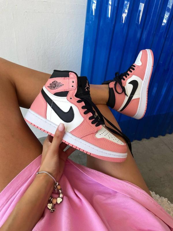 Nike air jordan pink quartz жіночі рожеві кросівки найк джордан високі ...
