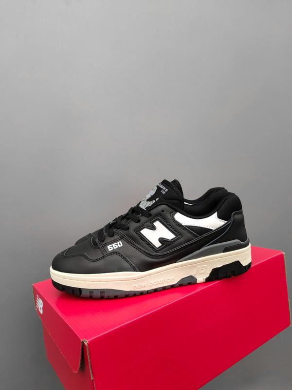 Мужские кожаные черно-белые кроссовки new balance 550 🆕 нью баланс 550 ...