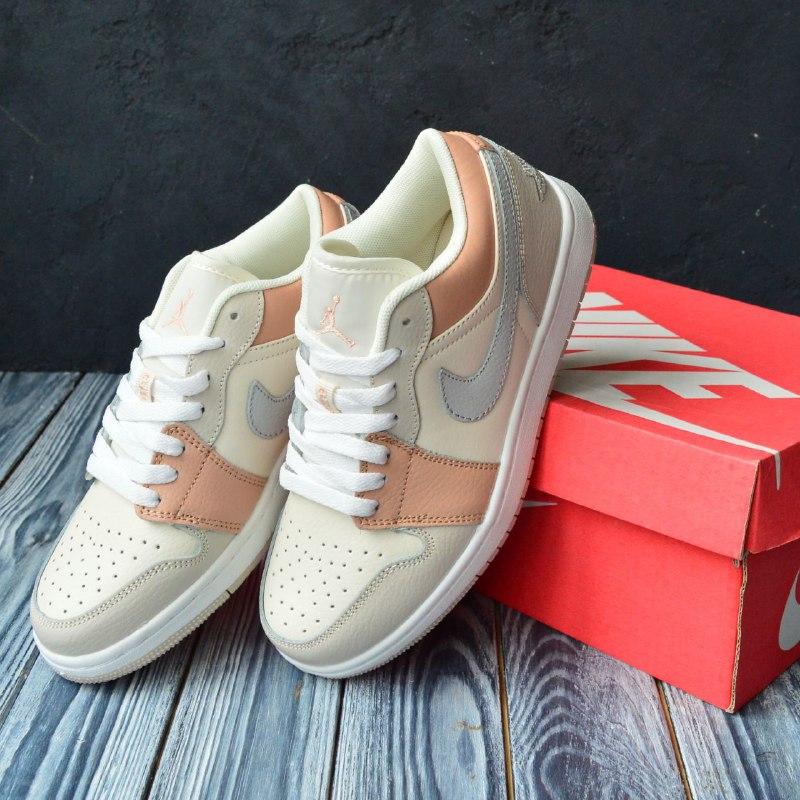 Nike air jordan 1, низькие, бежевые, женские кросовки найк шкіра — ціна ...