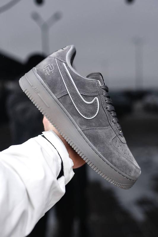 Мужские демисезонные серые кроссовки nike air force 1 suede найк форс ...