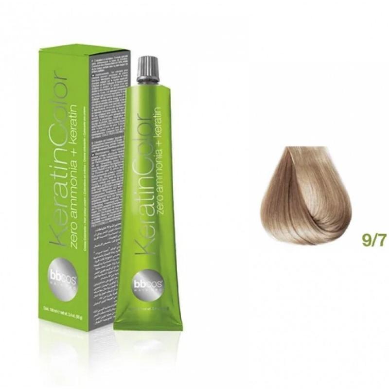 Безаммиачная стойкая крем-краска для волос bbcos keratin color 9/7 ...