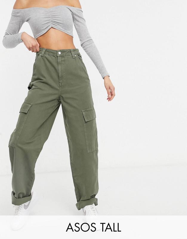 Брюки карго цвета хаки с карманами asos design — цена 862 грн в ...