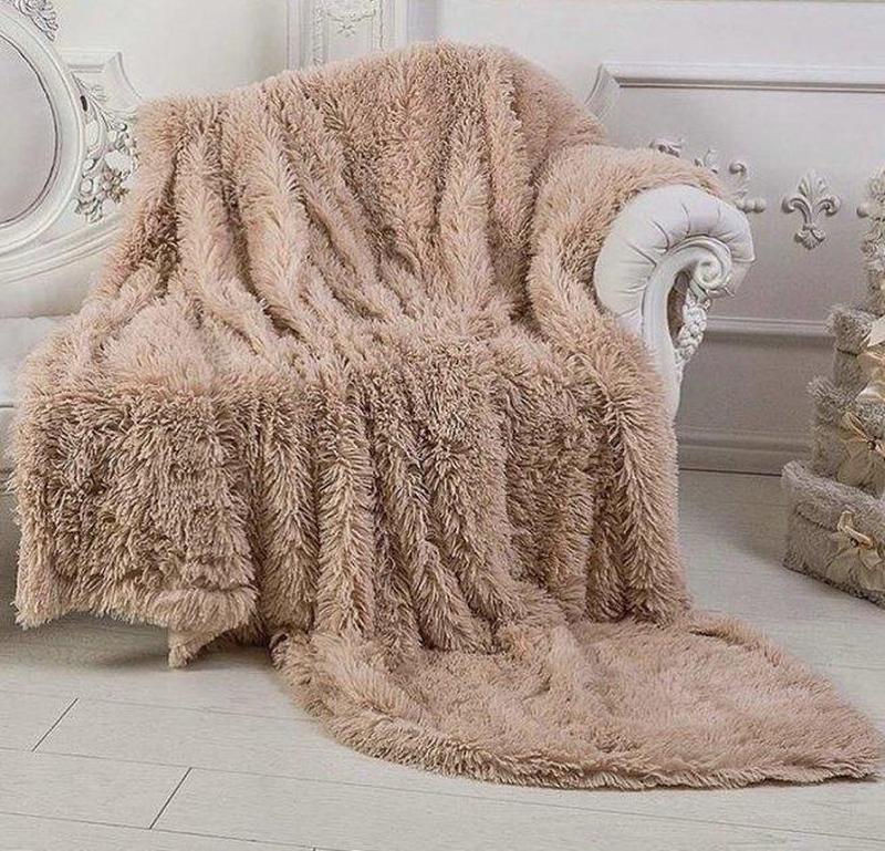 Плед травка меховое покрывало с длинным ворсом плед евро размер 210х230 ...