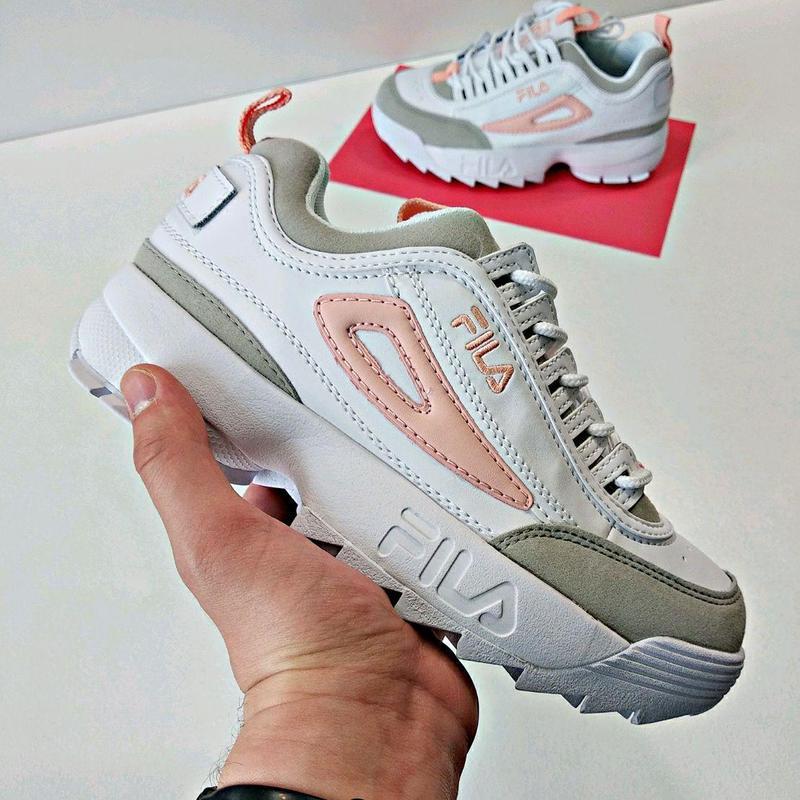 fila disruptor 2 grey and pink