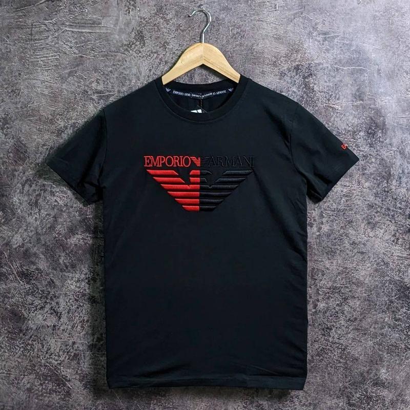 Брендовые мужские футболки/качественные футболки armani в черном цвете ...