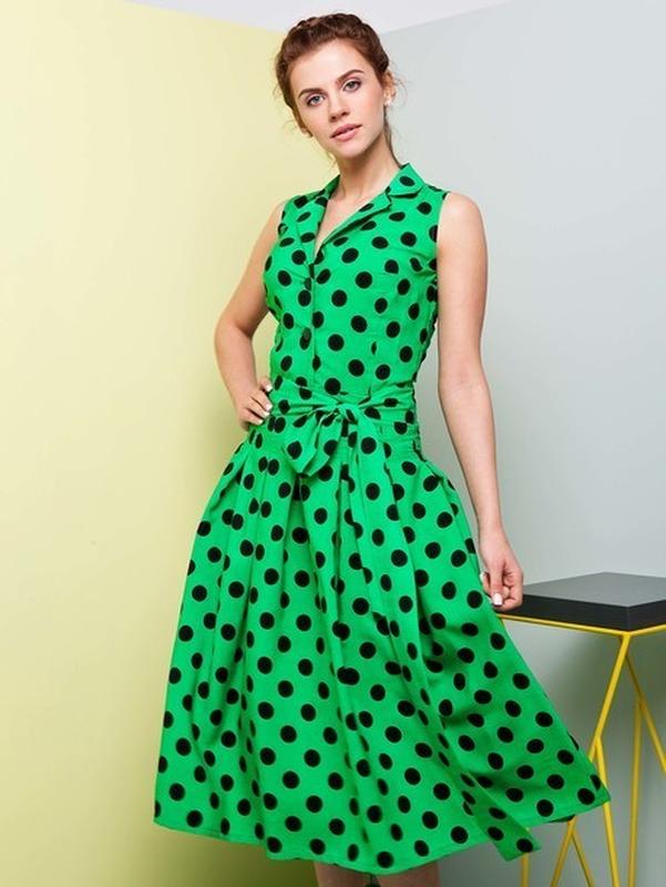 Платье горох зеленое