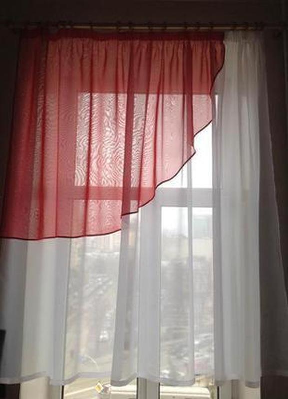 Тюль, гардины, тюль белая с красным на кухню — цена 650 грн в каталоге ...