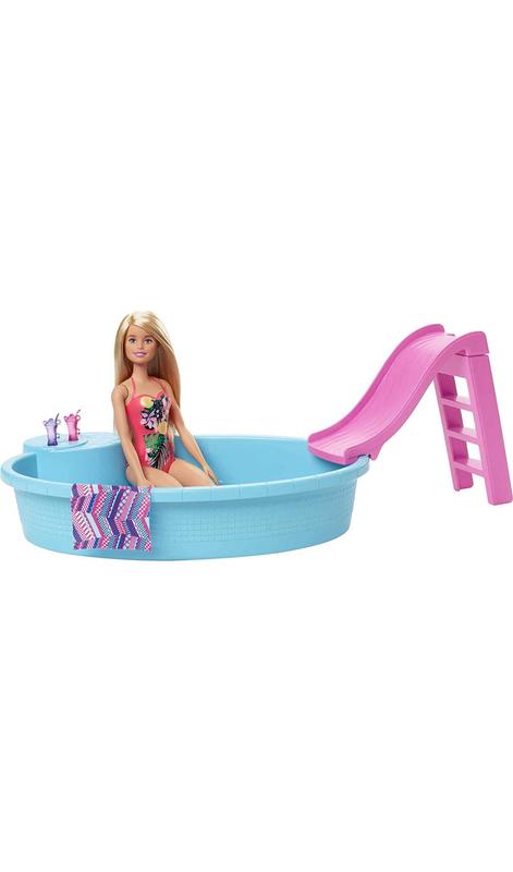Игровой набор для игры в бассейн с куклой барби и горкой, barbie doll ...