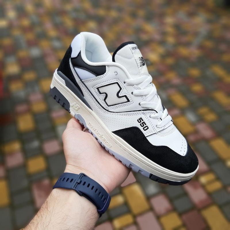 Мужские черно-белые кожаные кроссовки new balance 550 🆕 нью баланс 550 ...