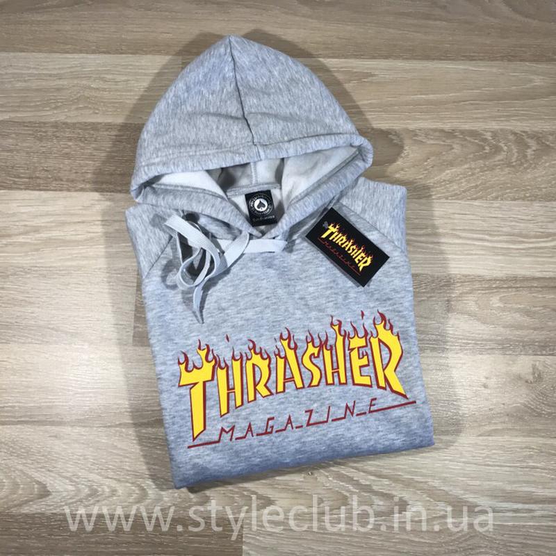 Толстовка серая thrasher magaz | худи трешер | кенгуру трашер xs — цена ...