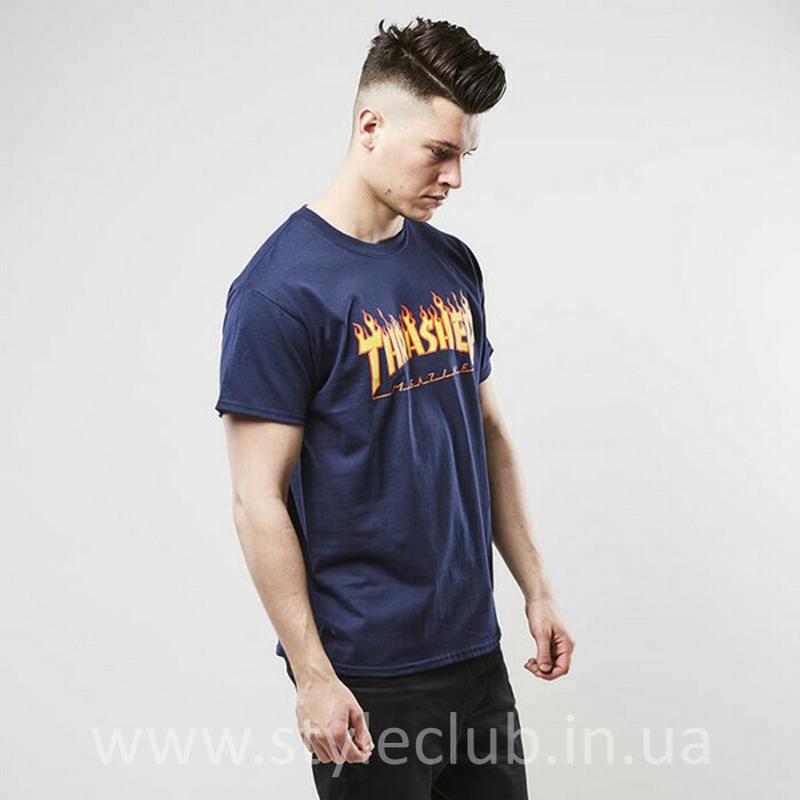 Футболка thrasher flame мужская т синяя. бирки оригинальные xs — цена ...