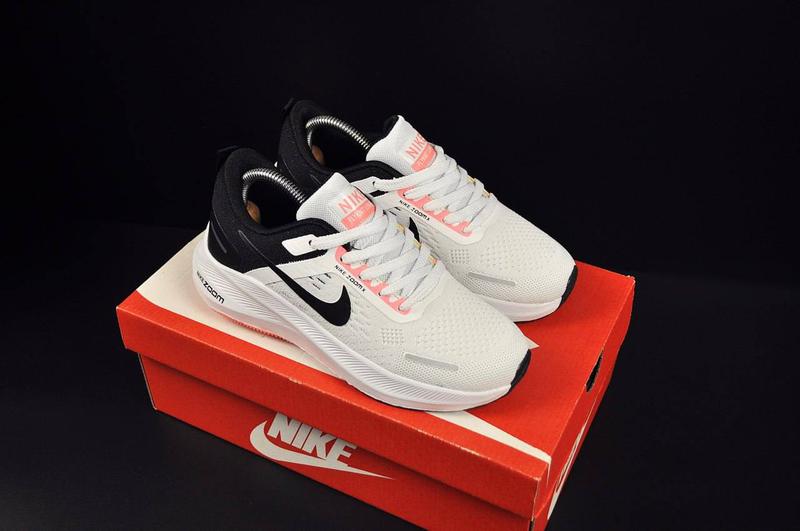 Стильные кроссовки найк nike женские белые с черной текстильной сеткой ...