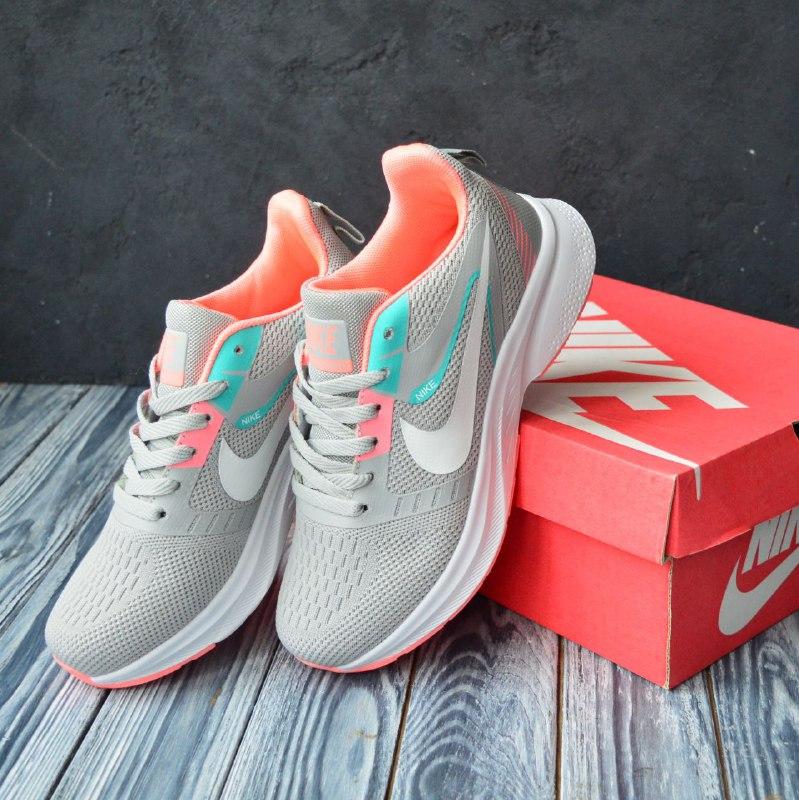 Nike zoom сірі з рожевим, сітка жіночі літні кросівки, женские летние ...