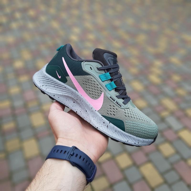 Женские летние легкие кроссовки nike pegasus trail серые с зеленым ...