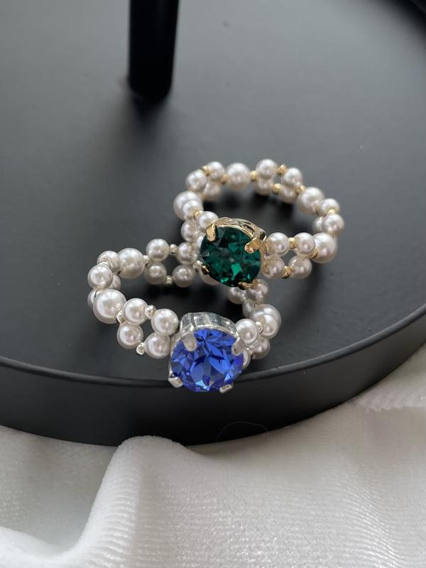 Каблочка (колечко, кольцо) с жемчужинами и камушками — цена 650 грн в ...