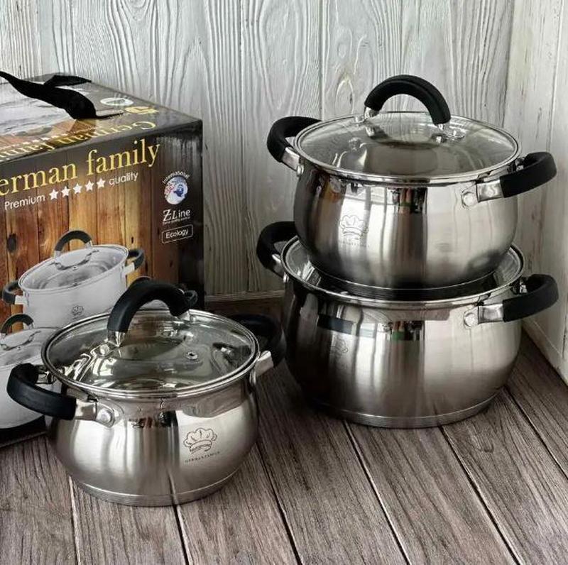 Набор кастрюль из нержавеющей стали german family кастрюли из ...