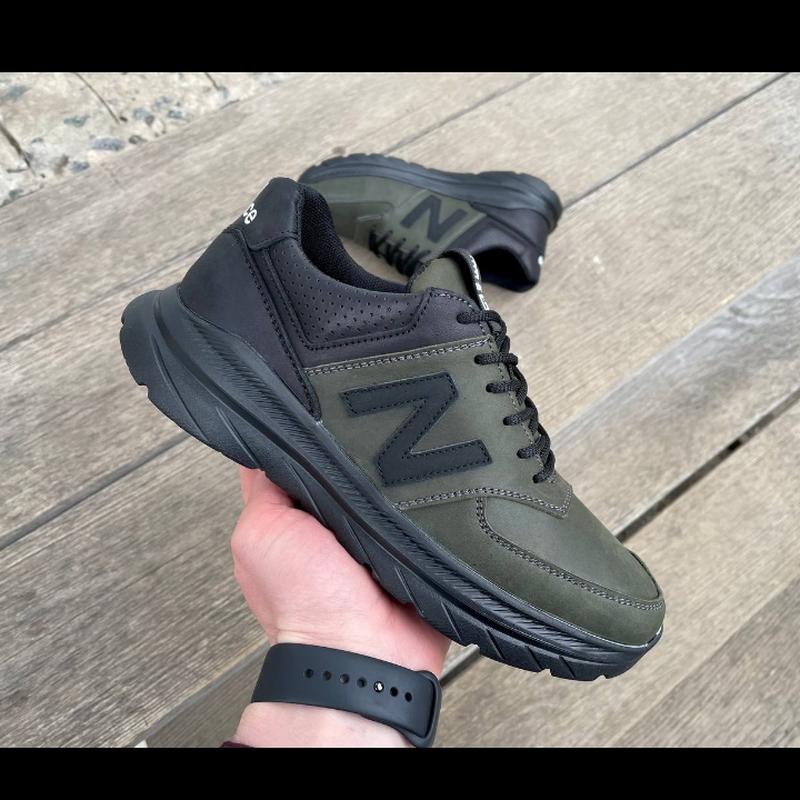 Мужские кожаные кроссовки new balance цвета хаки — цена 2230 грн в ...