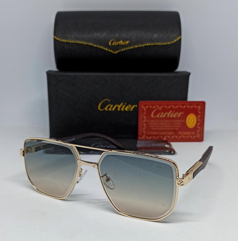 Очки в стиле cartier мужские солнцезащитные классика сине бежевый ...