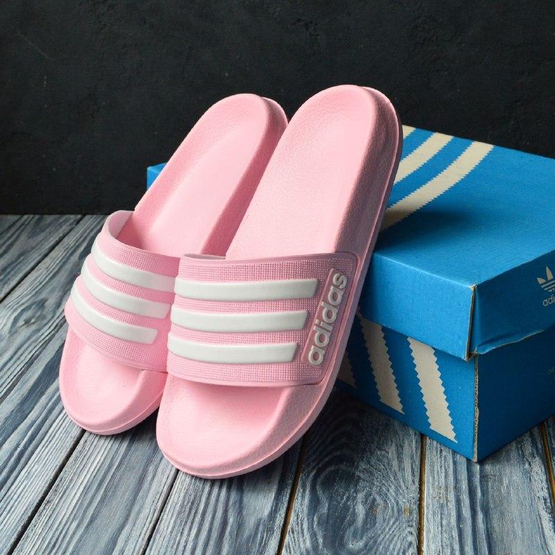 Adidas женские шлепанцы розовые с белым женские шлепки, летние пляжные ...