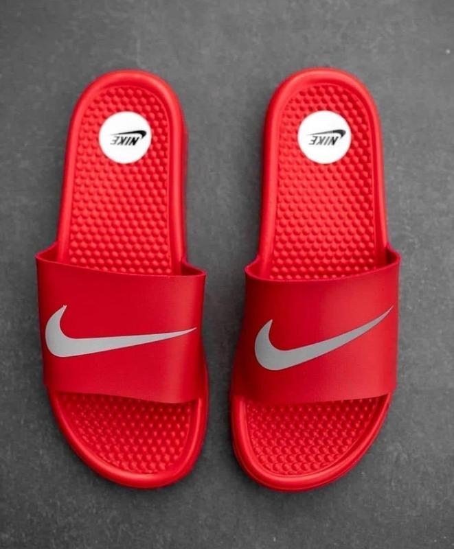 Шлепки летние массажные nike red новинка шлепанцы стильные мужские ...