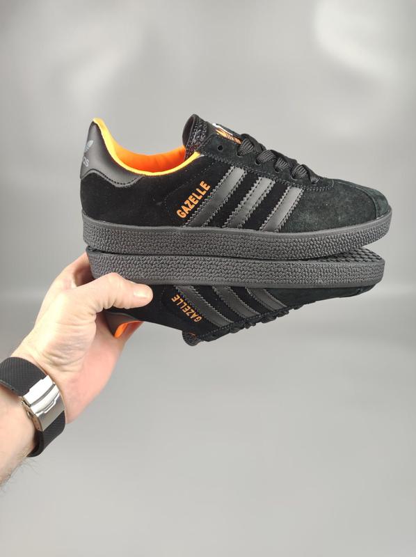 Adidas gazelle black and cheap orange