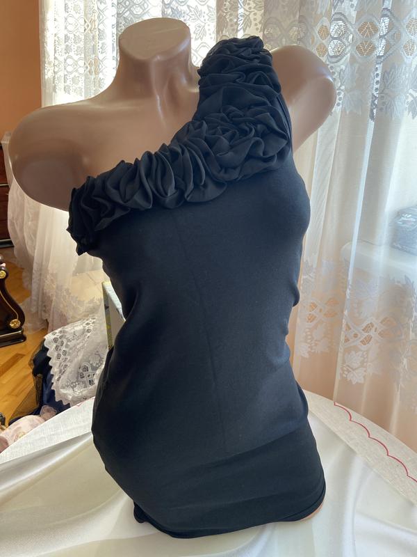 Новое черное короткое платье плотная ткань хлопок коттон с маг ...